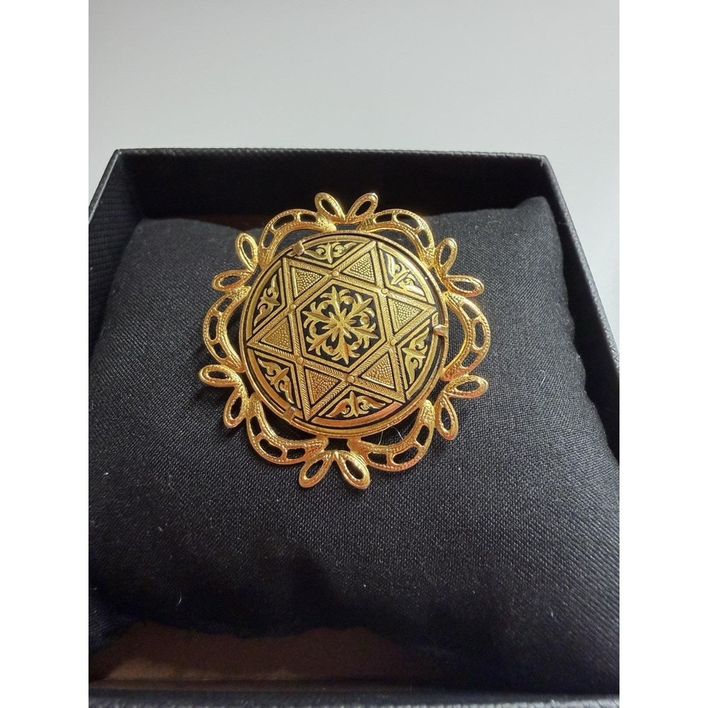 Vintage Damascene Star of David Brooch
